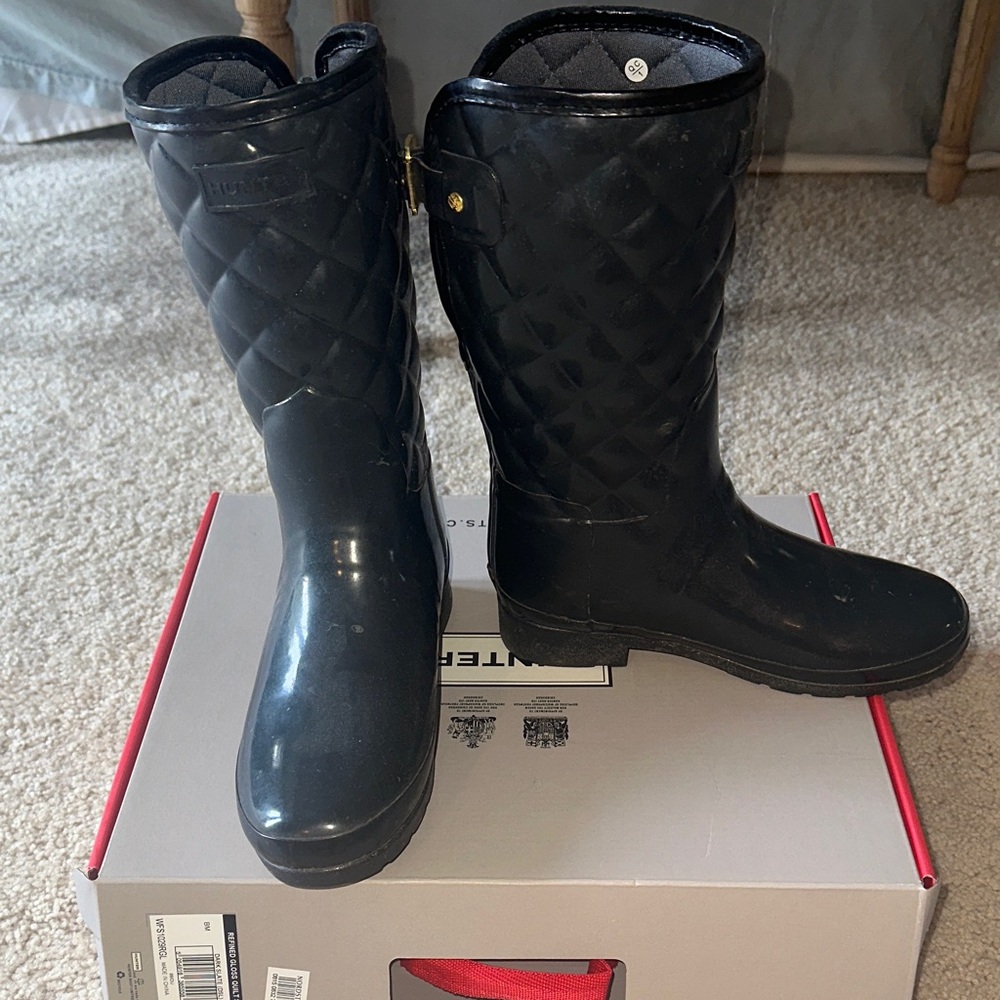 Hunter Gray Quilted Waterproof Boots